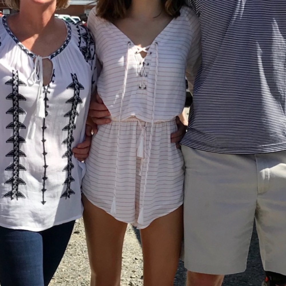 Red and White Striped Romper